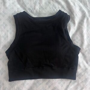 Black Ribbed Women's Crop Top